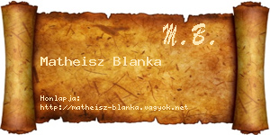 Matheisz Blanka névjegykártya